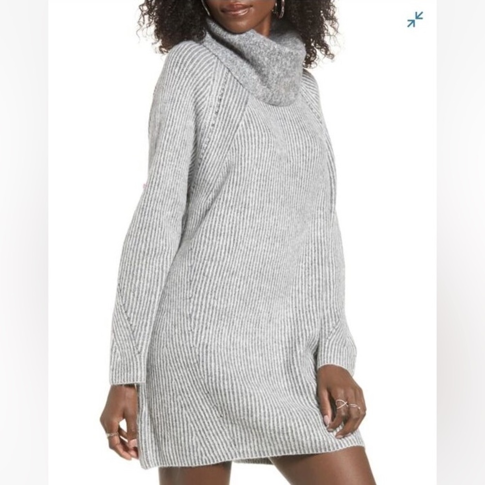 TOPSHOP Turtleneck Sweater Mini Dress US Size 12 - Light Gray